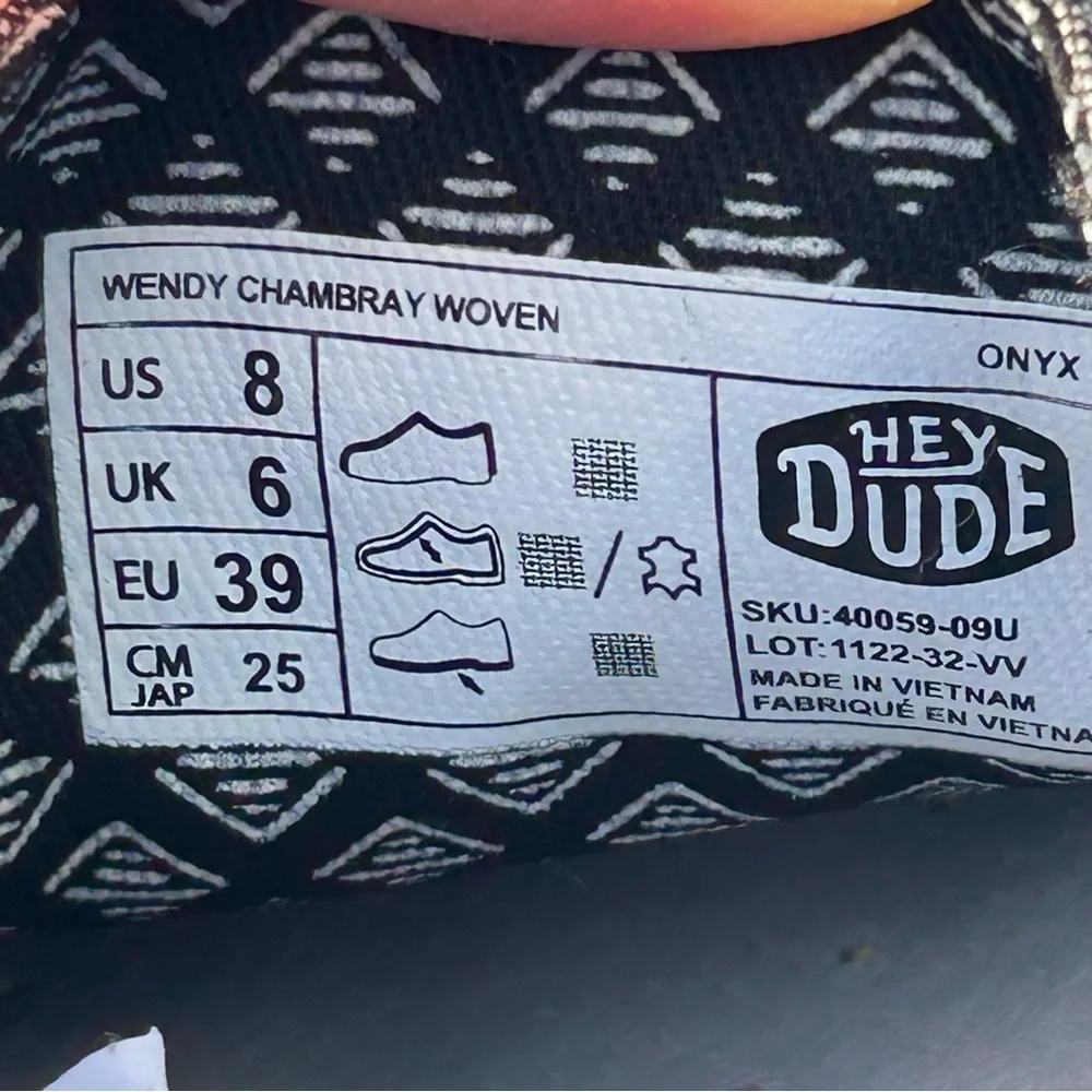 Hey Dude Wendy Chambray Woven Grey White Shoes Women’s Size 8 - Picture 4 of 10